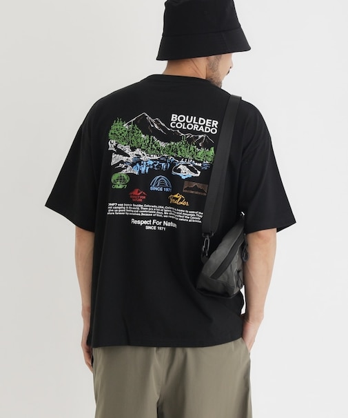 「CAMP7」手書き風バックプリントTシャツ
