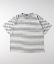 マルチボーダーヘンリーネックTシャツ