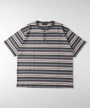 マルチボーダーヘンリーネックTシャツ