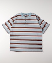 マルチボーダーヘンリーネックTシャツ