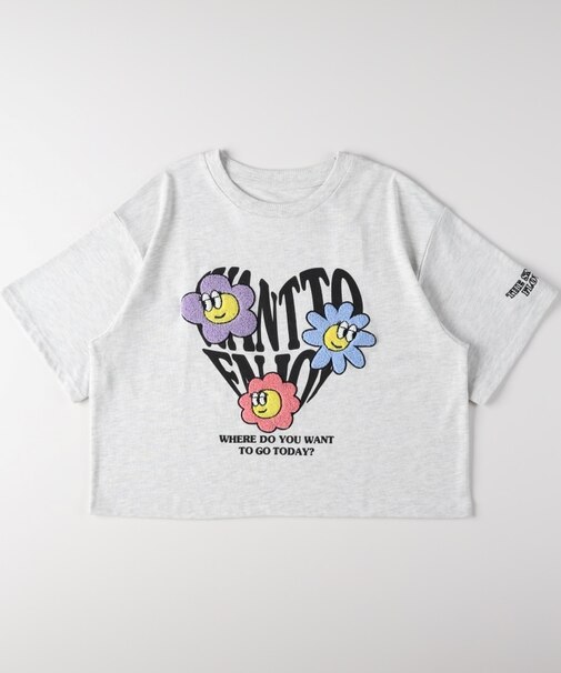 フラワー刺繍Tシャツ
