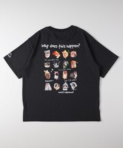 《体型カバー》ネコバッグプリントTシャツ