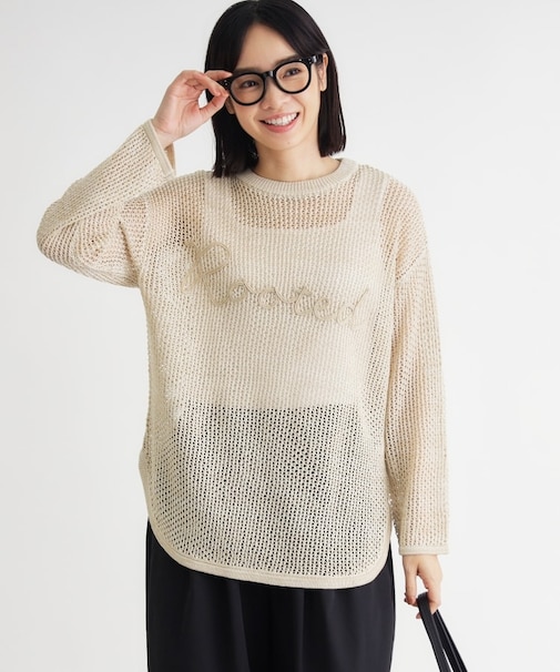 テープヤーン刺繍メッシュセーター
