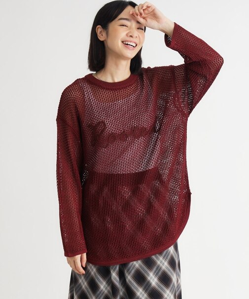 テープヤーン刺繍メッシュセーター