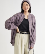 スカーフ付きチェックシャツ