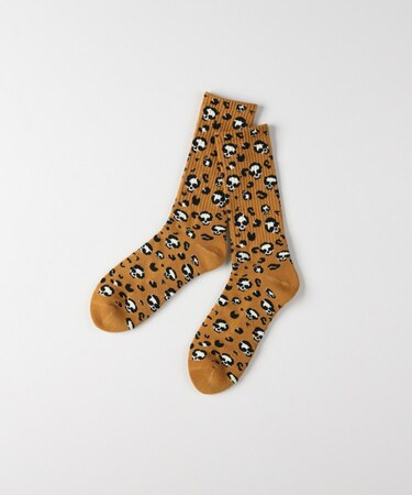 クルーソックス Skull Leopar