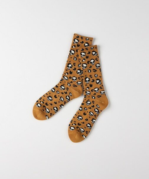 クルーソックス Skull Leopar