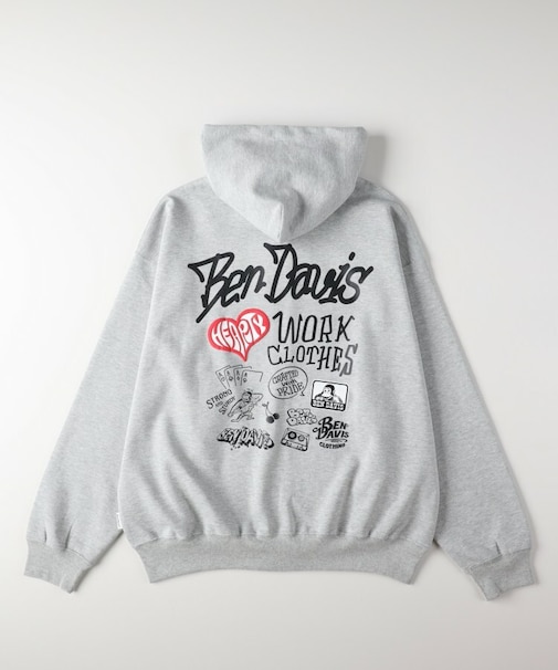 BEN DAVIS バックプリントジップパーカー