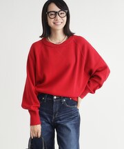 《柔らかな着心地/体型カバー》スウェットライクニット