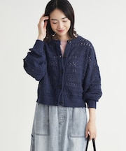 スカシ柄ニットカーディガン