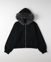 《裏起毛》ファー付きジップパーカー