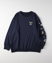 DOG袖刺繍クルーネックスウェット