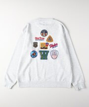 刺繍風ワッペンクルーネックスウェット