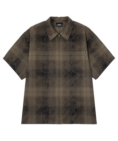 TIE DYE PLAID ZIP SHIRT