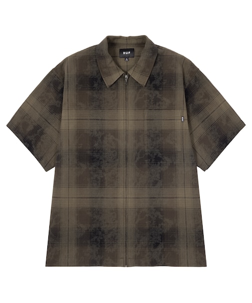 TIE DYE PLAID ZIP SHIRT