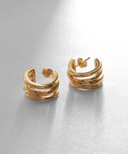 シルバー スモールフープ クロッシングライン ピアス GP