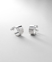 シルバー スモールフープ スライドプレートピアス