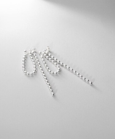 シルバー チェーンピアス ボールループ