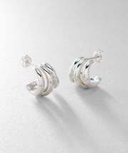 シルバー スモールフープ トリプルカーブピアス
