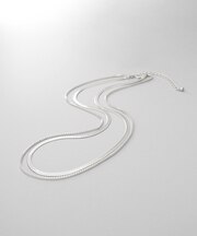 シルバー コンビネーションチェーン フラットスネーク ベネチアンネックレス