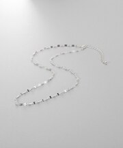 シルバー デザインチェーン デュアルペタルネックレス（38ｃｍ）