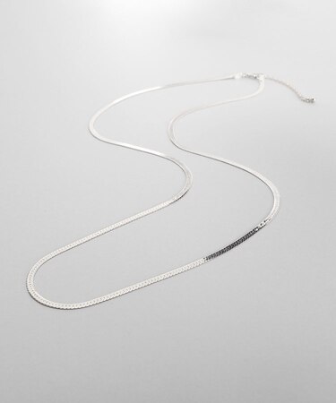 シルバー デザインチェーン フラットスネークネックレスM(60cm)