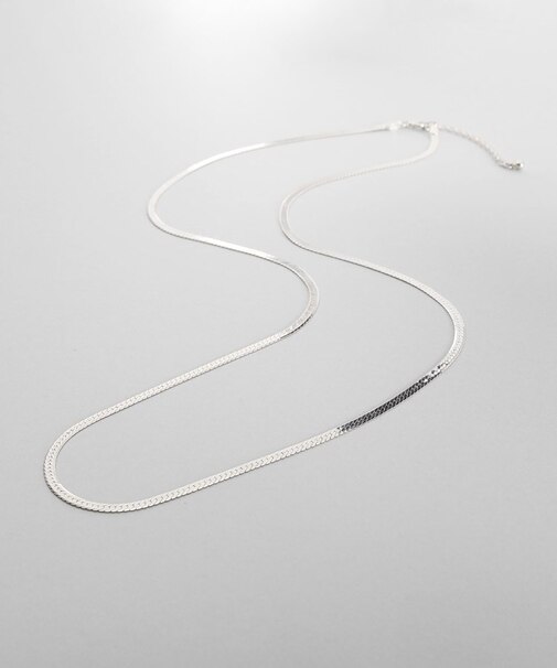 シルバー デザインチェーン フラットスネークネックレスM(60cm)