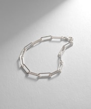 シルバー デザインチェーン フラットケーブルブレスレット（17cm）