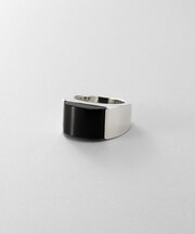 シルバー オニキス バフトップカットリング