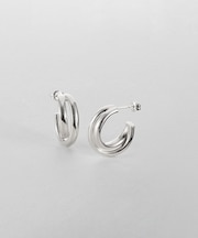 シルバー ドームクロスフープピアス
