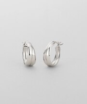 シルバー スモールフープ ダブルドームピアス