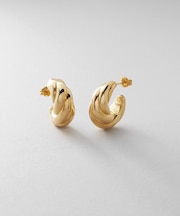 シルバー ホロウフープ クロワッサンピアス GP