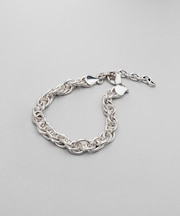 シルバー デザインチェーン ダブルケーブルブレスレットL