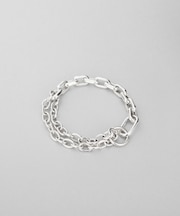 シルバー ミックスチェーン ケーブルカラビナブレスレット