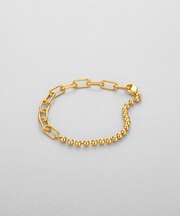 シルバー ミックスチェーン ケーブル ボールブレスレット GP