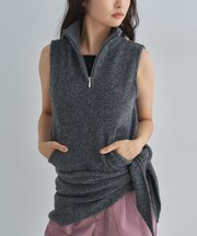 ストール付き ハーフジップベスト