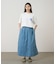 STRETCH DENIM LONG FLARE SKIRT
