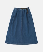 STRETCH DENIM LONG FLARE SKIRT