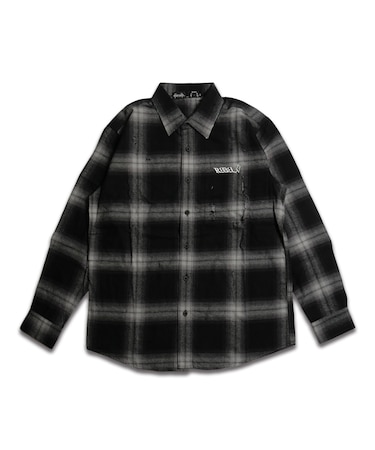 DAMAGE FLANNNEL CHECK SHIRT