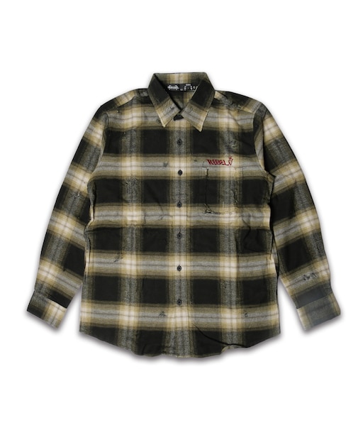 DAMAGE FLANNNEL CHECK SHIRT