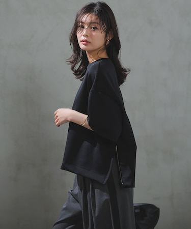 【VERY掲載】BEAUTY FORM JERSEY light サイドZIP プルオーバー
