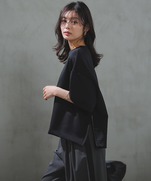 【VERY掲載】BEAUTY FORM JERSEY light サイドZIP プルオーバー