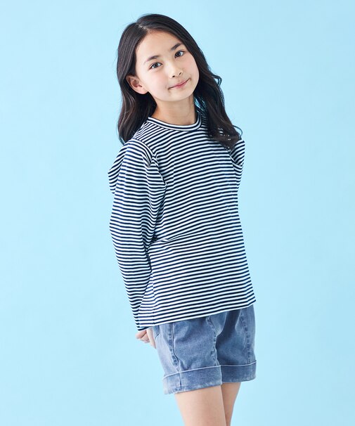 【110-150cm】タックスリーブTシャツ