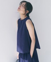 【セットアップ着用可】FINE MOVE パンチング ドットブラウス