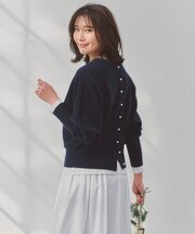 【前後着用 可能】ふわふわニット 2WAY パールボタンカーディガン