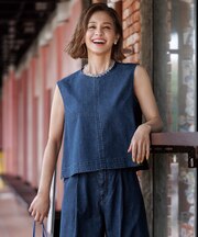 UNFILO DENIM LIGHT ノースリーブブラウス