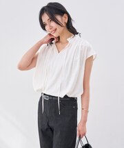 ヴィンテージシアー ギャザーブラウス