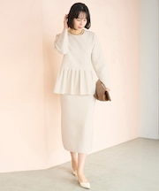 【セレモニー】BEAUTY FORM KNIT ペプラムセットアップ