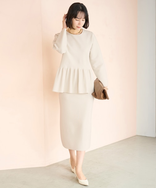 【セレモニー】BEAUTY FORM KNIT ペプラムセットアップ
