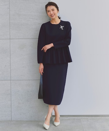 【セレモニー】BEAUTY FORM KNIT ペプラムセットアップ